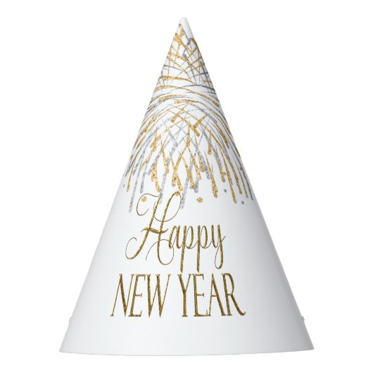 Campagne Wit & Goud Oudejaarsavond Feesthoedjes (Voorkant)