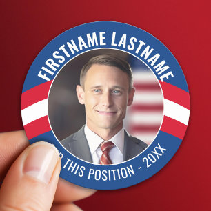 Campagnefoto met gebogen type - Rood Wit Blauw Ronde Sticker