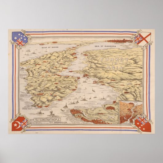  Campagnekaart Gallipoli (1915) Dardanelles Poster (Voorkant)