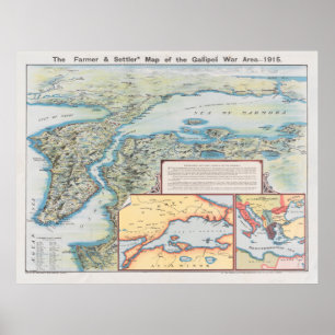 Campagnekaart Gallipoli (1915) WWI Poster