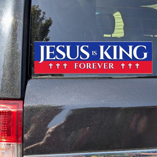 Campagnestijl Jezus is koning voor altijd Bumpersticker
