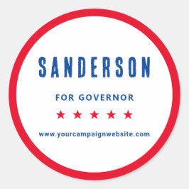 Campaign Name Red White Blue Political Election Ronde Sticker