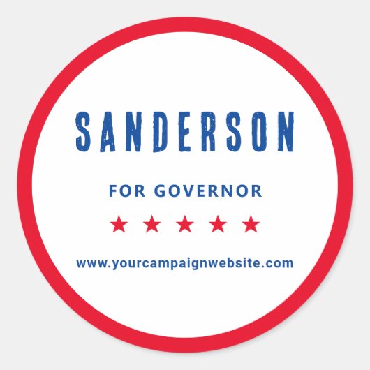 Campaign Name Red White Blue Political Election Ronde Sticker (Voorkant)