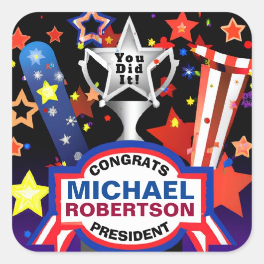 Campaign Winner feliciteert u Vierkante Sticker (Voorkant)