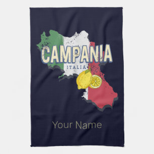 Campania Italië Retro Regio Kaart Souvenir Theedoek