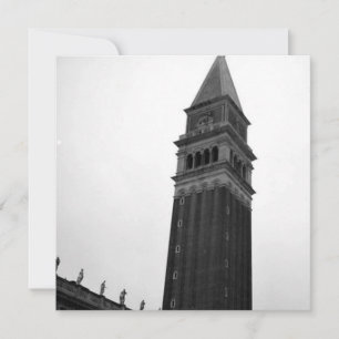 Campanile Piazza San Marco Zwart Wit Italië Tour Feestdagenkaart
