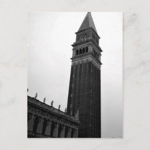 Campanile Piazza San Marco Zwart Wit Italië Tour Uitnodiging Briefkaart