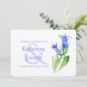 Campanula bloem waterverf blauw bruiloft uitnodigi kaart (Staand voorkant)