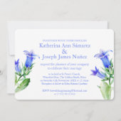 Campanula bloem waterverf blauw bruiloft uitnodigi kaart (Achterkant)