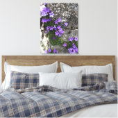 Campanula Flowers die op een muur groeien Canvas Afdruk (Insitu (Slaapkamer))