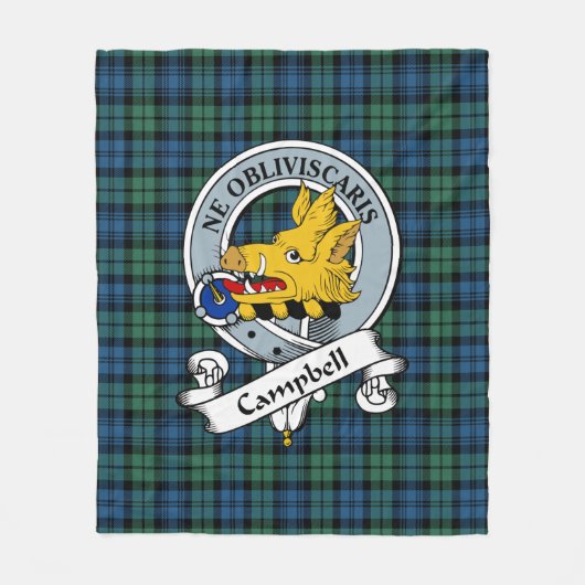 Campbell Ancient Clan Badge Tartan Pset Fleece Deken (Voorkant)