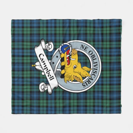 Campbell Ancient Clan Badge Tartan Pset Fleece Deken (Voorkant (Horizontaal))