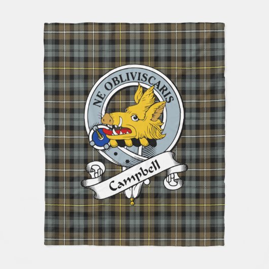 Campbell Argyll Weathered Clan Badge Tartan Fleece Deken (Voorkant)