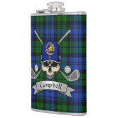 Campbell Badge & Tartan Personalized Skull Golf Heupfles (Links)