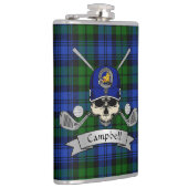 Campbell Badge & Tartan Personalized Skull Golf Heupfles (Rechts)