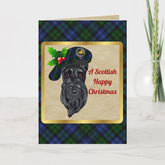 Campbell Badge & Tartan Persoonlijke Kerstmis Kaart (Voorkant)