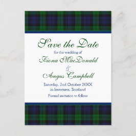 Campbell Black Watch Tartan Weddenschap Save the D Aankondigingskaart