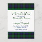 Campbell Black Watch Tartan Weddenschap Save the D Aankondigingskaart (Voorkant)