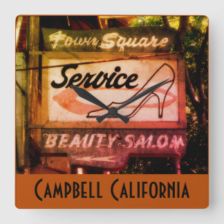 Campbell CA Historic Town Square  Sign Squa Vierkante Klok