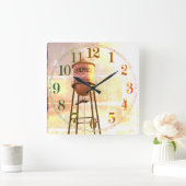 Campbell CA Historic Water Tower Square Wall klok (Huis)