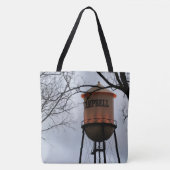 Campbell CA Watertoren Geborsteld Polyester Boodsc Tote Bag (Voorkant)
