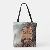 Campbell CA Watertoren Geborstelde Polyester Tote Bag (Achterkant)
