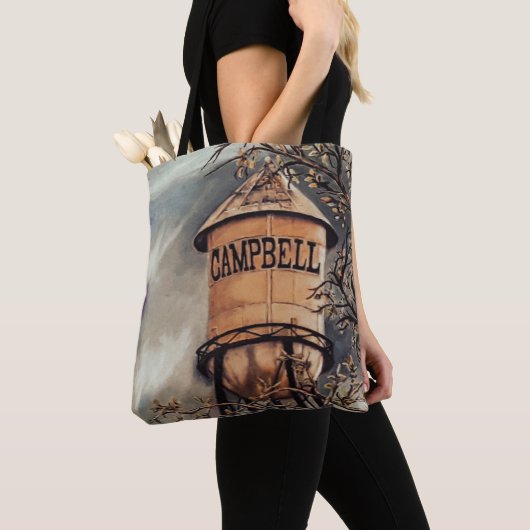 Campbell CA Watertoren Geborstelde Polyester Tote Bag (Dichtbij)