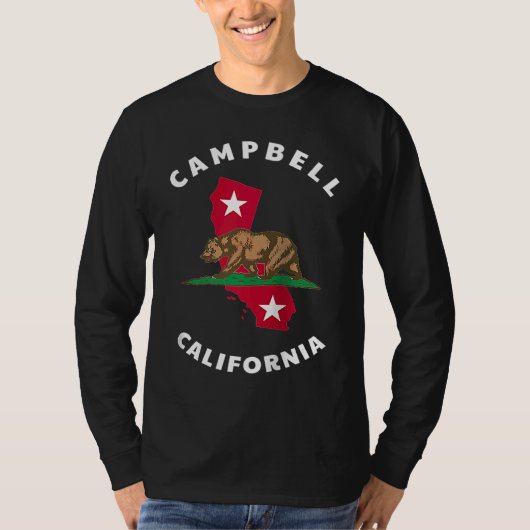 Campbell California CA Flag and Bear Badge Souveni T-shirt (Voorkant)