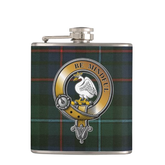 Campbell Cawdor Tartan & Badge Heupfles (Voorkant)