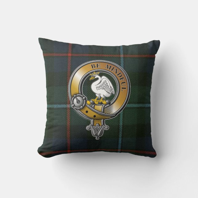 Campbell Cawdor Tartan & Badge Kussen (Voorkant)