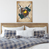 Campbell Clan Badge Crossed Swords Canvas Print (Insitu (Slaapkamer))