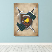 Campbell Clan Badge Crossed Swords Canvas Print (Insitu (Houten vloer))