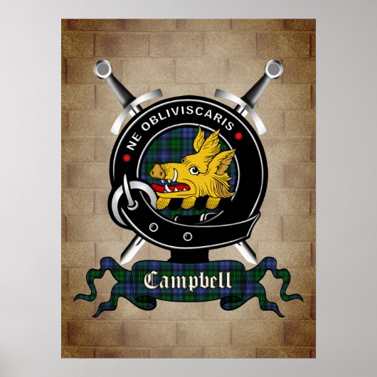 Campbell Clan badge Crossed Swords Poster 18x24 (Voorkant)
