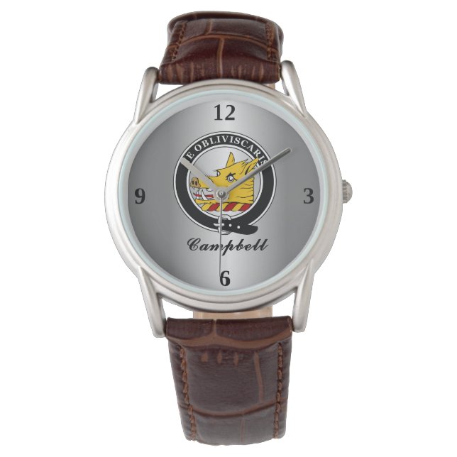 Campbell Clan Badge gepersonaliseerd Horloge (Voorkant)