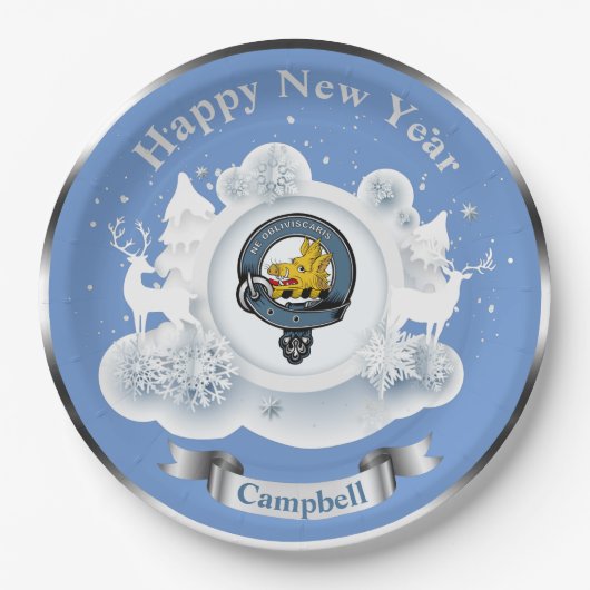 Campbell Clan Badge Gepersonaliseerde Winter Papieren Bordje (Voorkant)