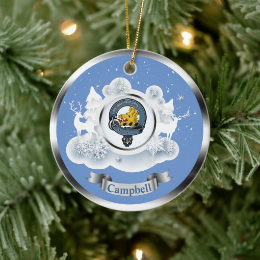 Campbell Clan Badge in Winter Scene Kerstmis Cera Keramisch Ornament (Boom)