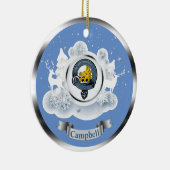 Campbell Clan Badge in Winter Scene Kerstmis Cera Keramisch Ornament (Rechts)