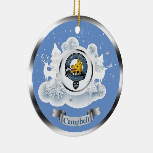 Campbell Clan Badge in Winter Scene Kerstmis Cera Keramisch Ornament (Rechts)