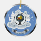 Campbell Clan Badge in Winter Scene Kerstmis Cera Keramisch Ornament (Voorkant)