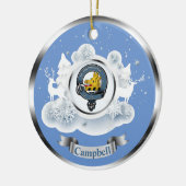 Campbell Clan Badge in Winter Scene Kerstmis Cera Keramisch Ornament (Links)