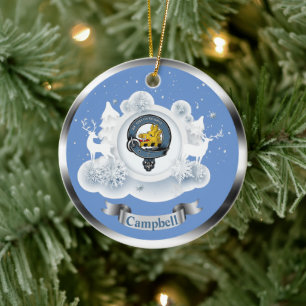 Campbell Clan Badge in Winter Scene Kerstmis Keramisch Ornament