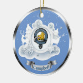 Campbell Clan Badge in Winter Scene Kerstmis Keramisch Ornament (Links)