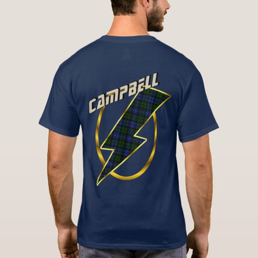 Campbell Clan Badge & Lightning Bolt Tartan T-shirt (Achterkant)