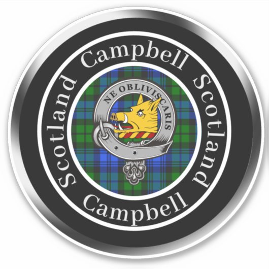 Campbell Clan Badge & Tartan Aangepast Sticker (Voorkant)