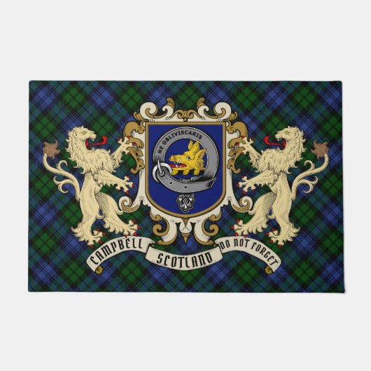 Campbell Clan Badge & Tartan Deurmat (Voorkant)