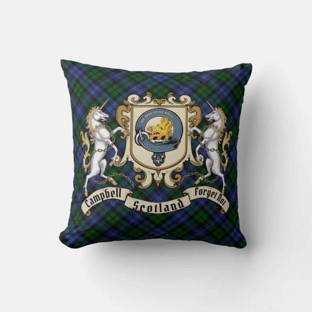 Campbell Clan Badge & Tartan Kussen (Voorkant)