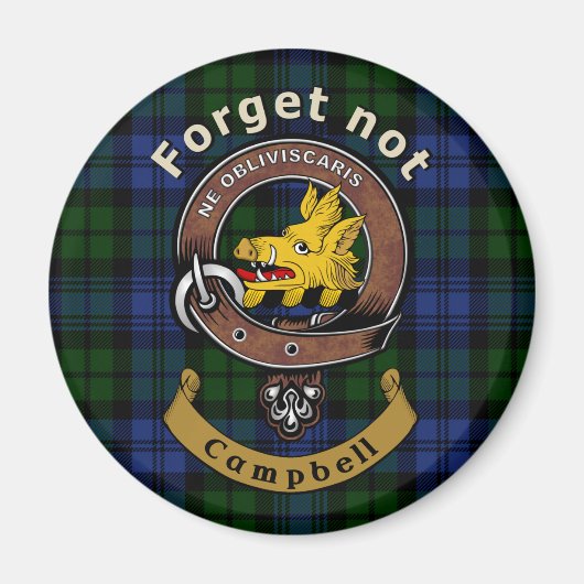 Campbell Clan Badge & Tartan Magneet (Voorkant)