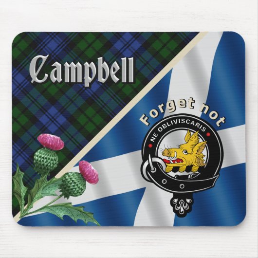 Campbell Clan Badge & Tartan Muismat (Voorkant)