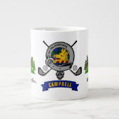 Campbell Clan Badge & Tartan Persoonlijk Golf Grote Koffiekop (Voorkant)