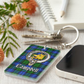 Campbell Clan Badge/Tartan Rectangle Sleutelhanger (Voorkant Rechts)